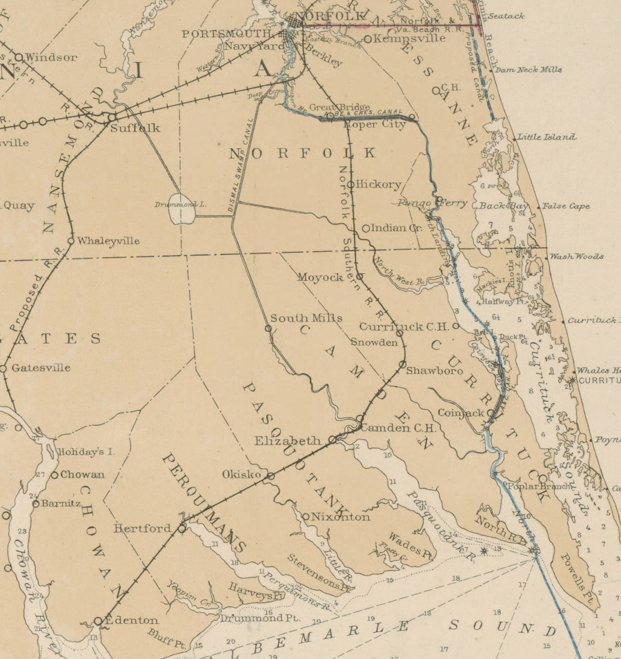 the Albemarle and Chesapeake Canal competed primarily with the original Norfolk Southern Railroad and Dismal Swamp Canal