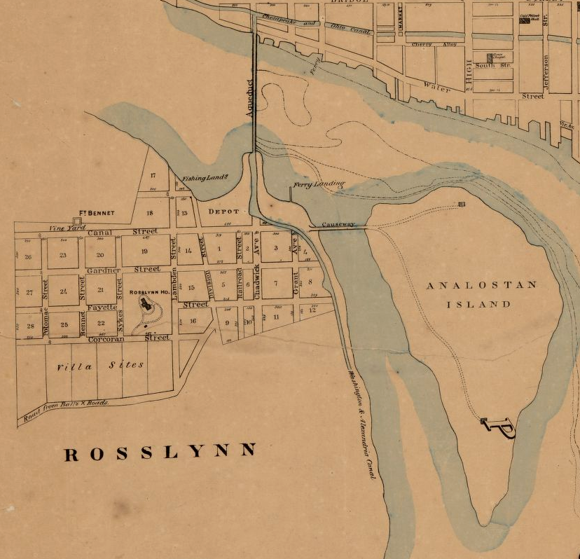 Alexandria merchants built the Aqueduct Bridge and Alexandria Canal in 1841-43 to compete with Georgetown merchants