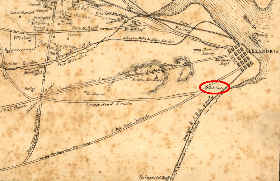 the Little River Turnpike was a toll road linking Alexandria to Aldie, at the base of the Blue Ridge
