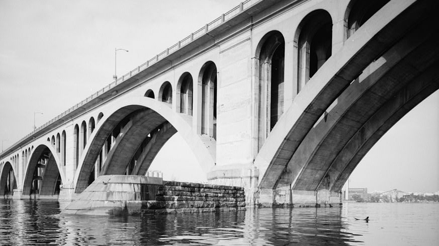 the base of one of the Aqueduct Bridge piers is still visible