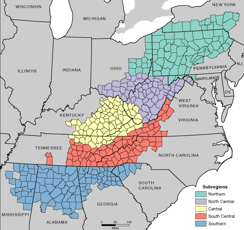Virginia's portion of the Appalachian Plateau is isolated from the rest of Virginia, and economically/culturally is more similar to eastern Kentucky