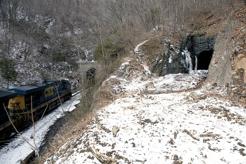 trains still emerge from the eastern end of the 1944 tunnel