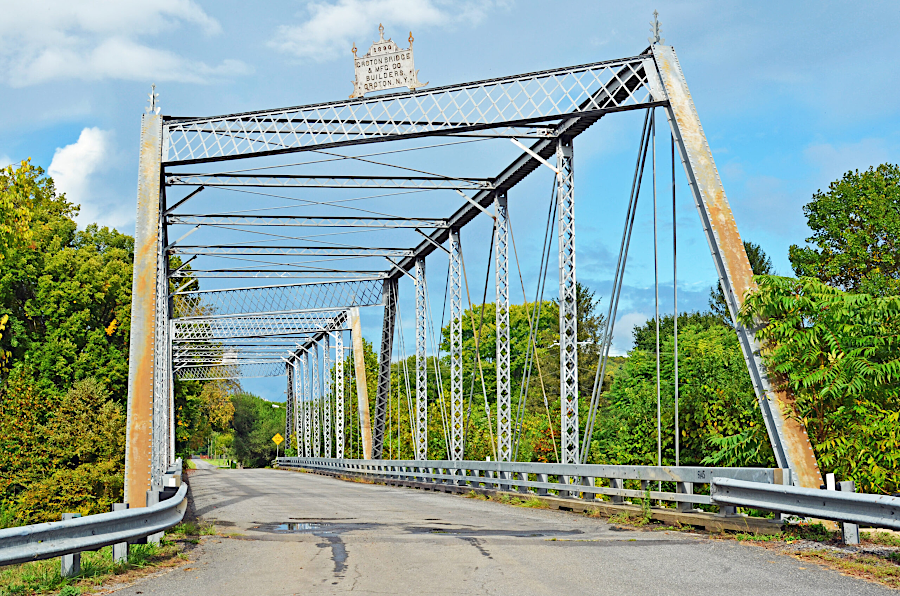 by 2024, rust was evident again on the rehabilitated Pratt truss bridge over the Calfpasture River at Goshen