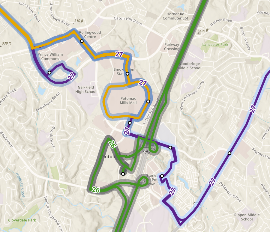 bus rapid transit routes in Northern Virginia and around Potomac Mills in Prince William County, as proposed in 2025