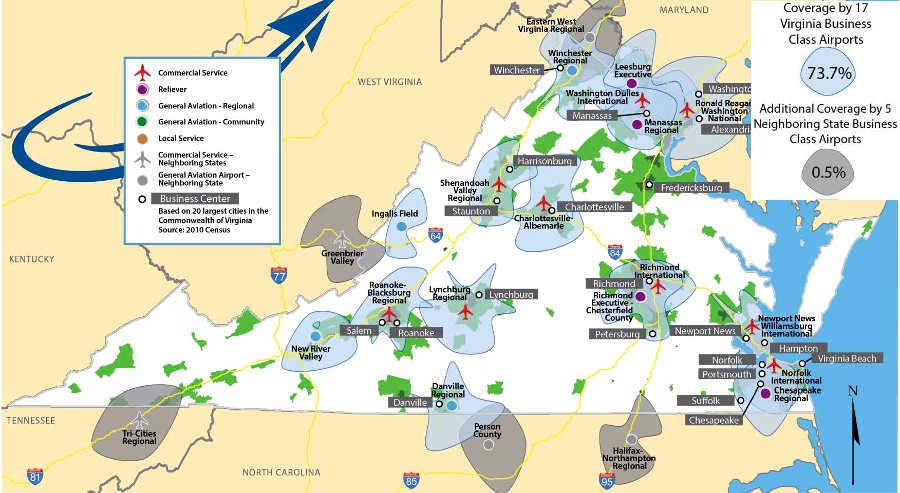 Southwestern Virginia lacks easy access to a Business Class airport