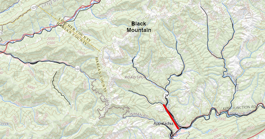 railroads were built up Callahan Creek north of Appalachia, but no tunnel was blasted through Black Mountain into Kentucky