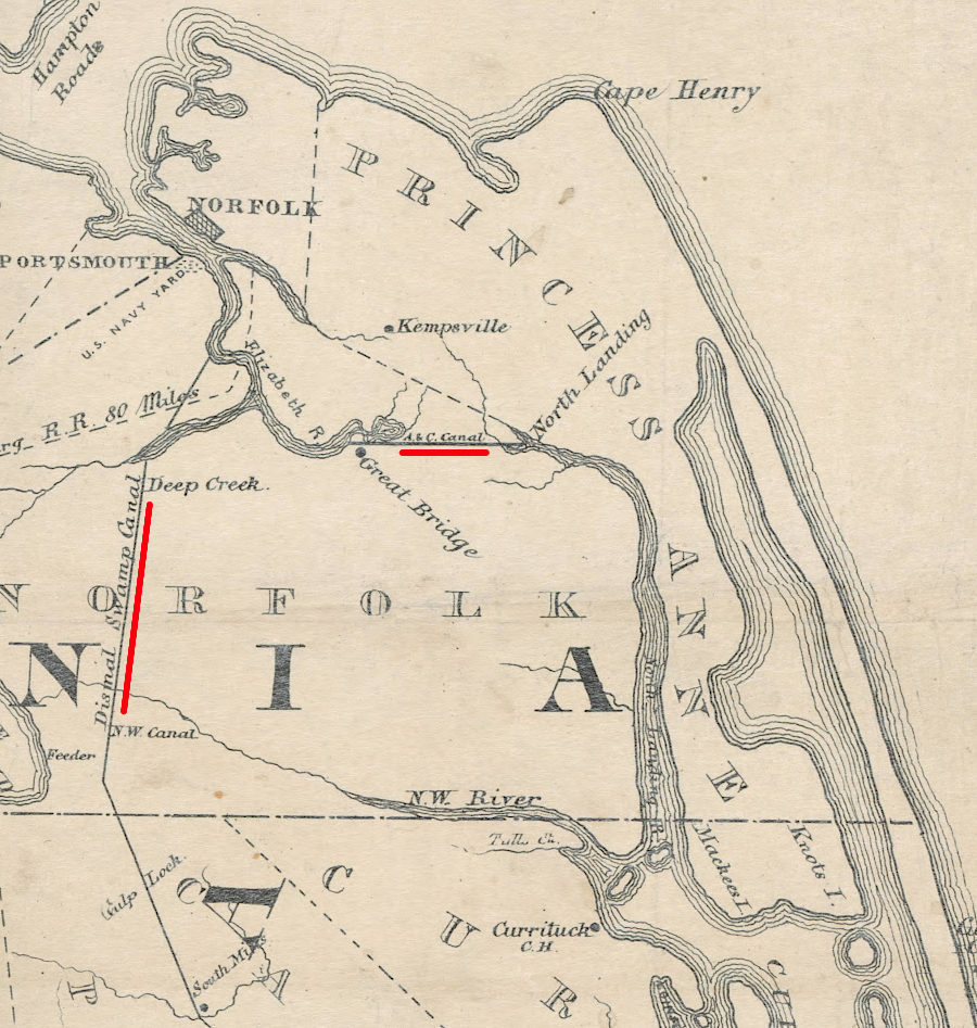 both the Albemarle and Chesapeake Canal and the Dismal Swamp Canal were excavated through Norfolk County