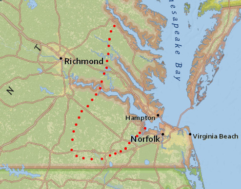 the Newport News/Williamsburg International Airport (PHF) attracts customers from the Middle Peninsula, Peninsula, and an area south of the James River west of the City of Suffolk