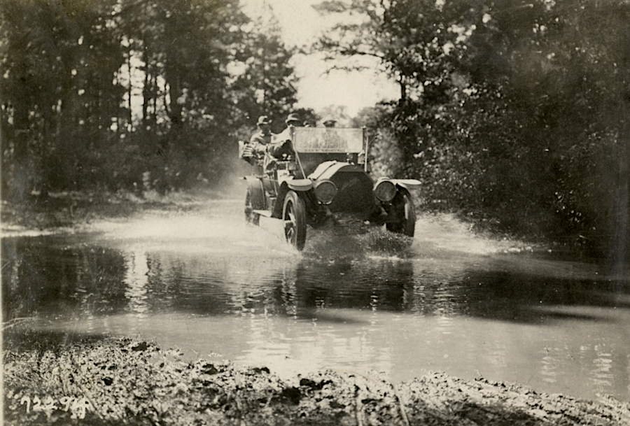 cars crossed streams at shallow fords until bridges were constructed