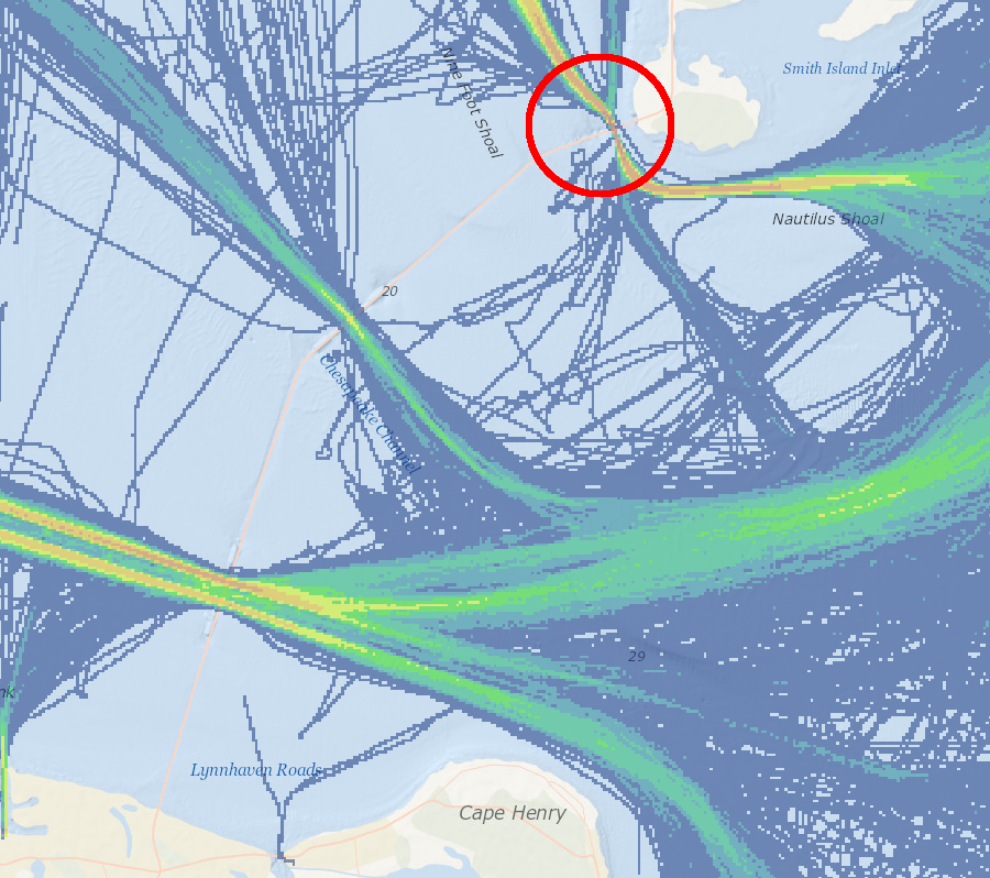 fishing boats utilize the North Channel of the Chesapeake Bay Bridge-Tunnel, as well as the channels above the two tunnels