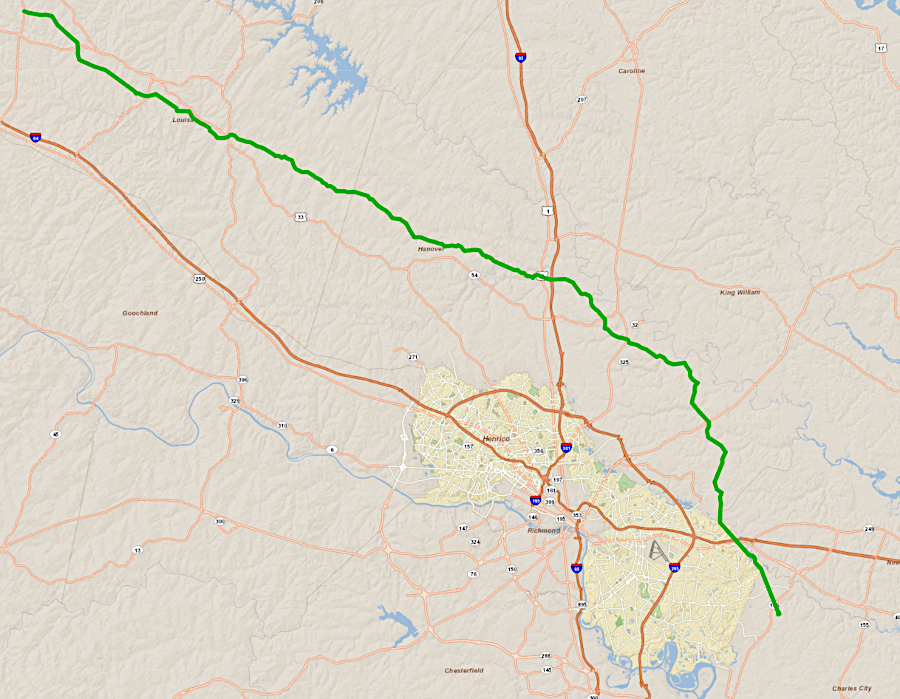 the Chickahominy Pipeline would transport natural gas from the Transco pipeline near Charlottesville to the Chickahominy Power Station