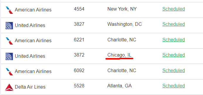 in March 2022, United still offered direct service from Charlottesville Albemarle Airport (CHO) to O'Hare Airport in Chicago (ORD)