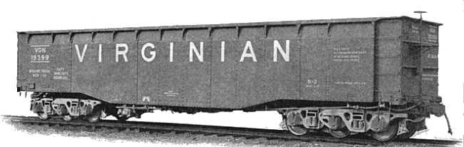 the Virginian's 120-ton coal cars were tilted sideways and dumped when unloaded at Sewells Point, so there were no hopper doors on the bottom