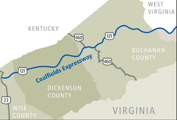 the Coalfields Expressway was planned to be a four-lane divided highway across the Appalachian Plateau