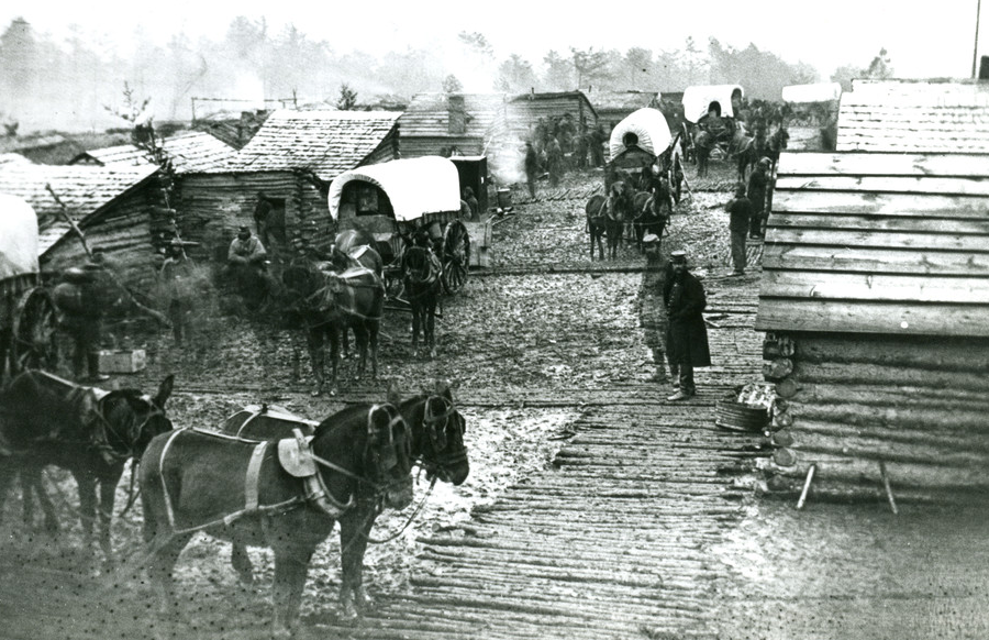 military camps built corduroy roads during the Civil War to avoid sinking into the mud
