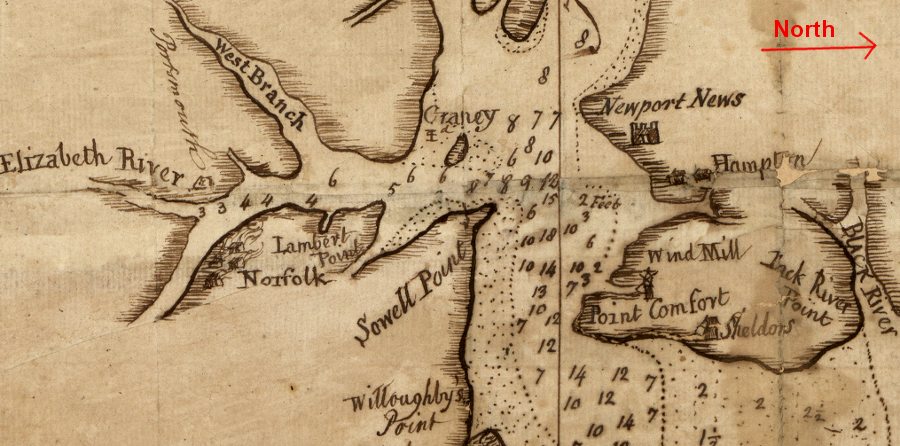 at the time of the Revolutionary War, the stretch of water called the Thoroughfare separated Craney Island from the mainland