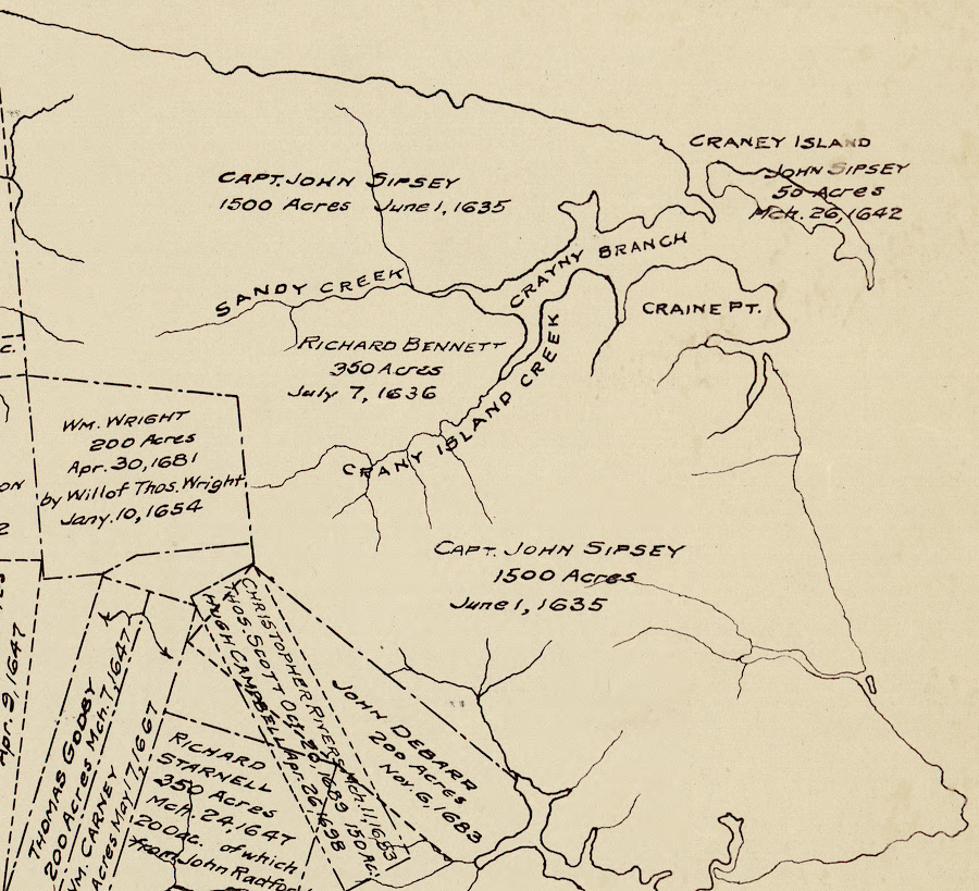 John Sipsey acquired Craney Island by land grant in 1642