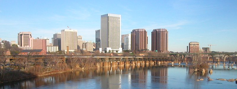 the railroad viaduct was built parallel to the James River in 1901, to move trains away from the commercial center of Richmond