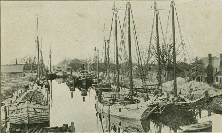 assembling boats to be towed along the Dismal Swamp Canal in 1906