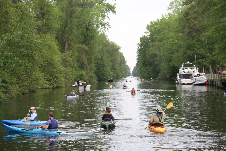 the annual Paddle for the Border on the Dismal Swamp Canal starts at the South Mills, North Carolina visitor center