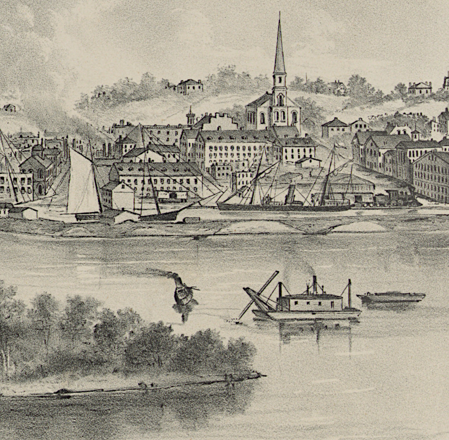 dredging the James River shipping channel at Mayo's Island in 1876