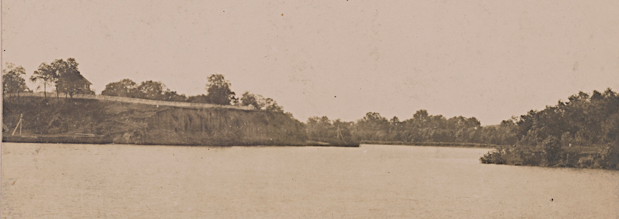 view from James River of Dutch Gap Canal