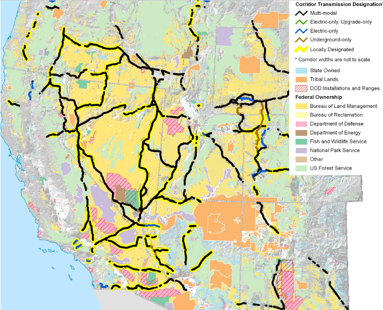 in western states, companies choosing routes for new pipelines start with the pre-defined corridors established by the Federal government