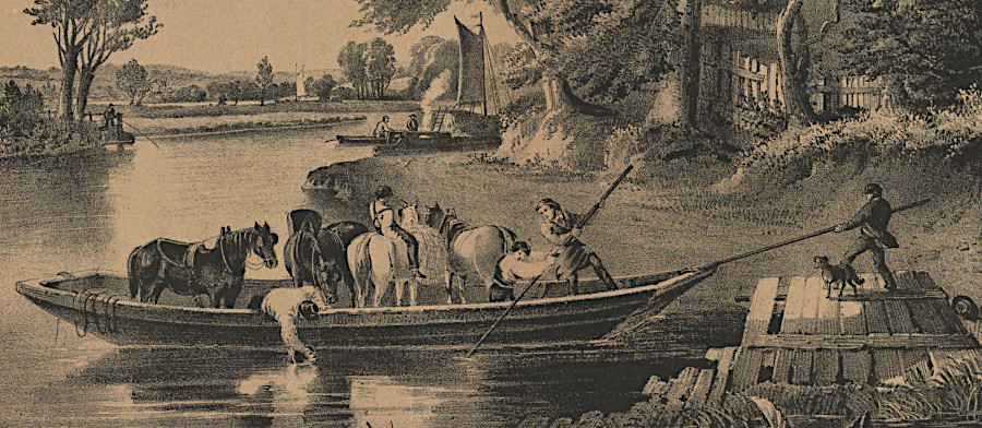 ferries carried passengers, hoprses, and cargo