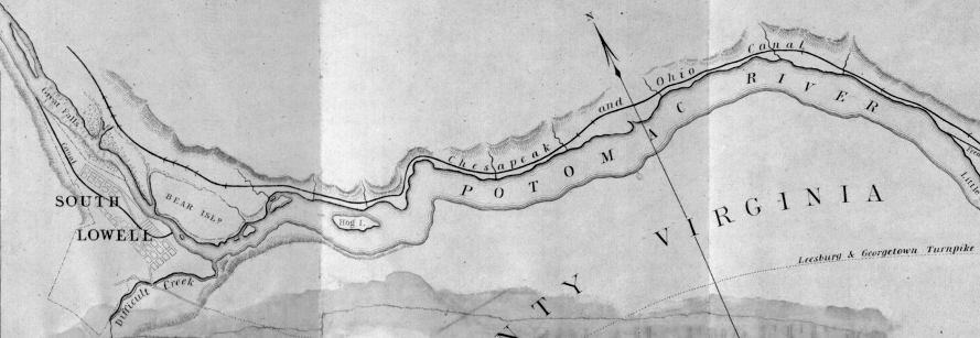 in 1845, a proposal to use the waterpower at Great Falls included creating a milling and manufacturing community called South Lowell at the former site of Matildaville