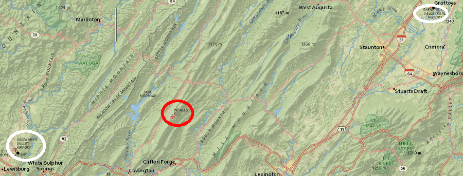 in Highland, Bath, and Allegheny counties, customers who once flew out of Hot Springs/Ingalls Field (HSP) must now drive to Greenbrier Valley Airport (LWB) or Shenandoah Valley Regional Airport (SHD)