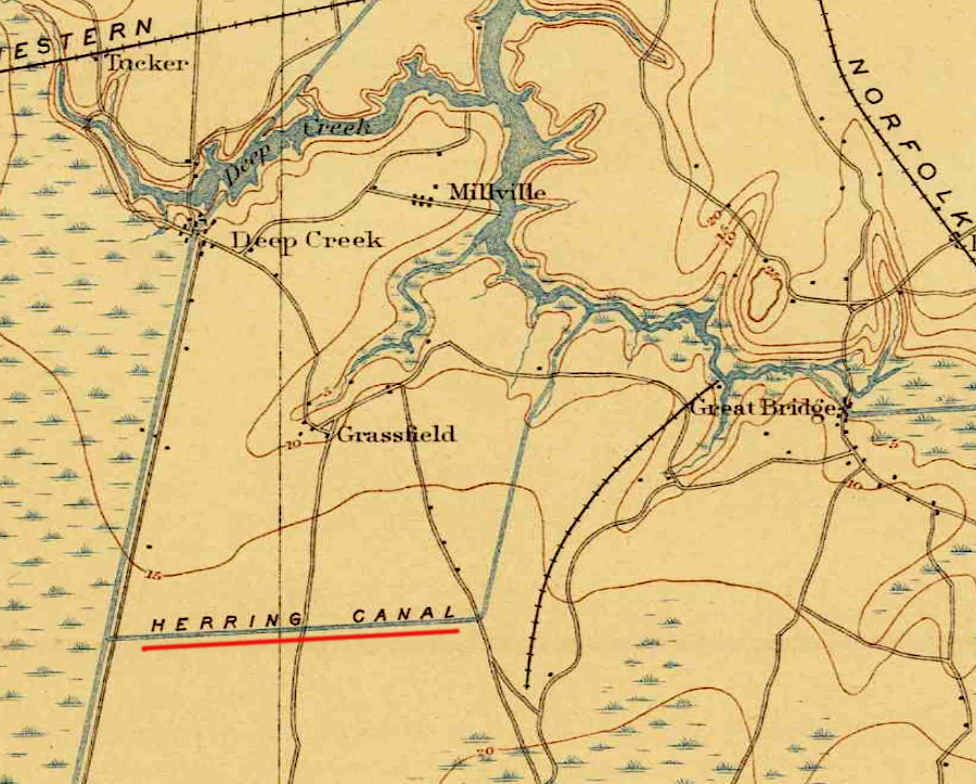 Herring Canal connected the Albemarle and Chesapeake Canal and the Dismal Swamp Canal until the 1920's