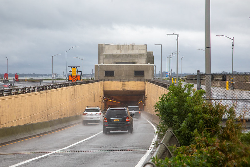drivers go underneath the shipping channel, using the tunnel portion of the Hampton Roads Bridge-Tunnel