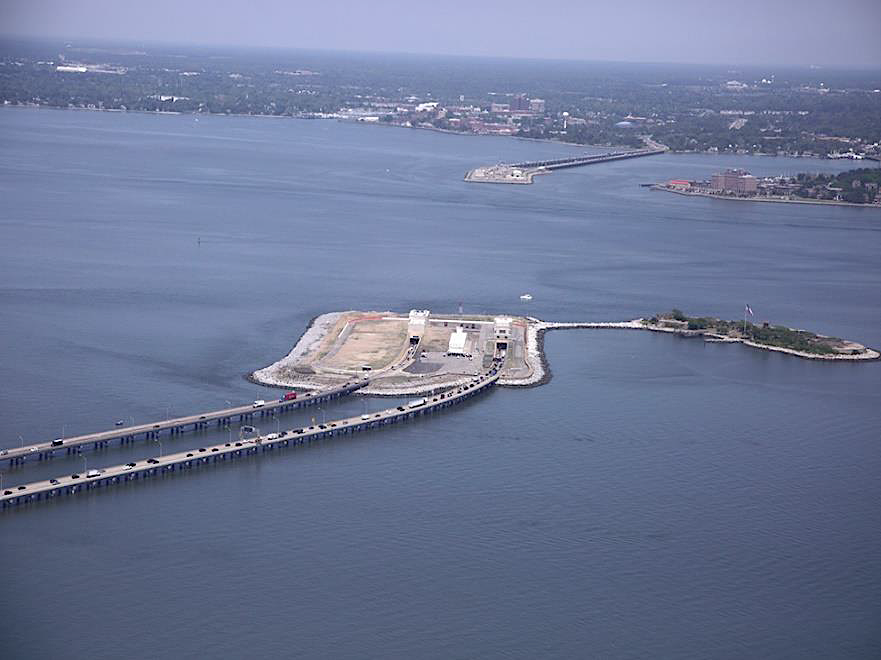 the Hampton Roads Bridge-Tunnel, looking towards Hampton