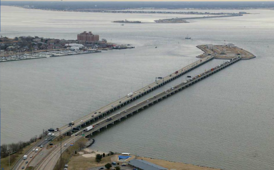 Hampton Roads Bridge-Tunnel, looking from Newport News towards Norfolk