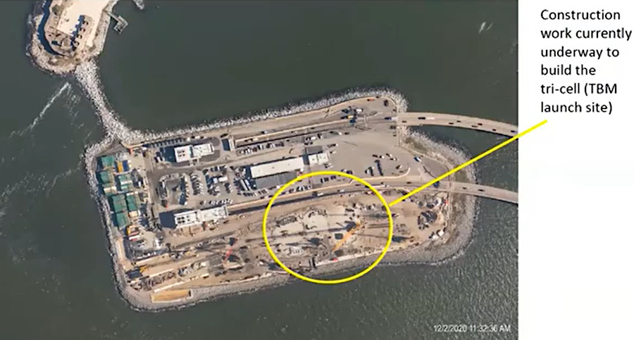 the tunnel boring machine started digging from the South Island of the Hampton Roads Bridge-Tunnel towards the North Island