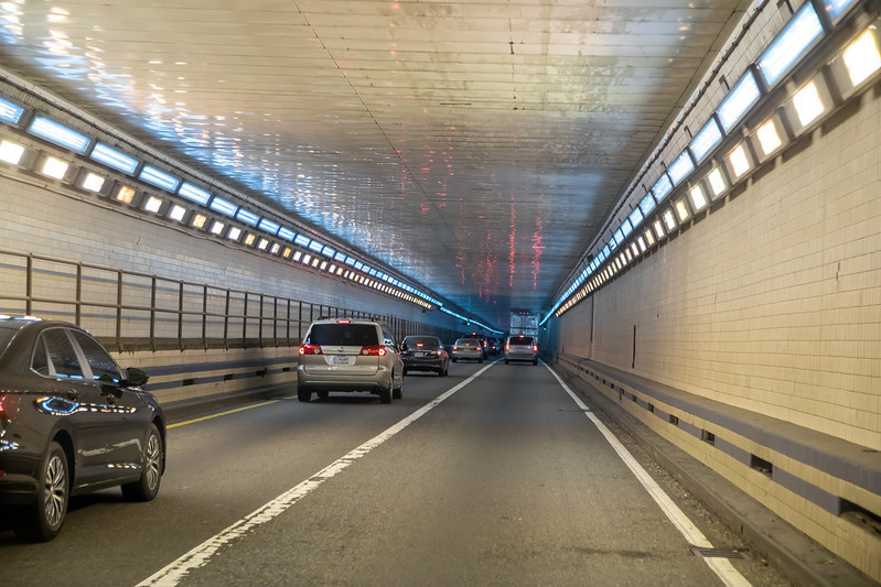 the tunnels constructed in 1957 and 1976 each carried two lanes of traffic