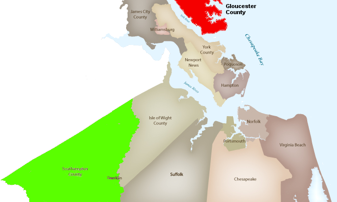 Gloucester County is not part of the Hampton Roads Transportation Accountability Commission (HRTAC) and gets no revenue from the Hampton Roads Transportation Fund created in 2013 - unlike Southampton County and the City of Franklin