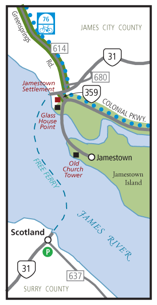 the Jamestown-Scotland Ferry connects James City County with Surry County