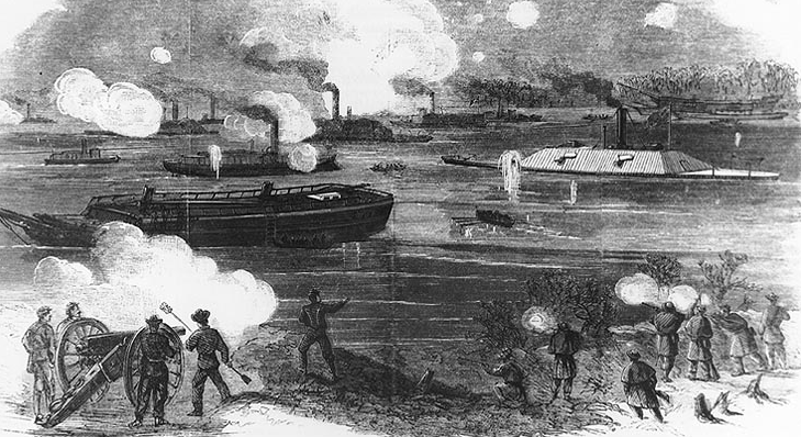 the James River Squadron of the Confederate Navy was unable to get past Federal barricades and ships after March, 1862, so the Union Navy could use Virginia waterways with impunity for most of the Civil War