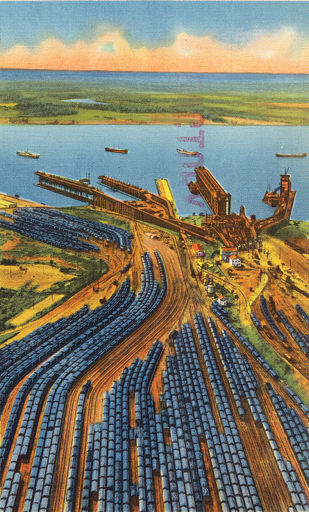 Lambert's Point, destination in Hampton Roads of Norfolk Southern coal, shown on postcard issued 1930-1945