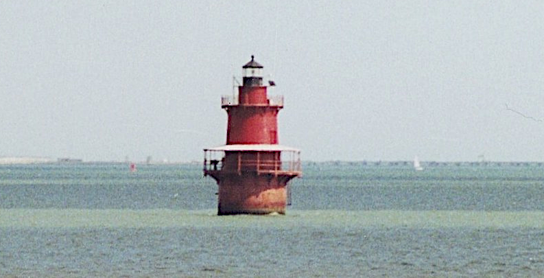 Middle Ground Lighthouse is painted red
