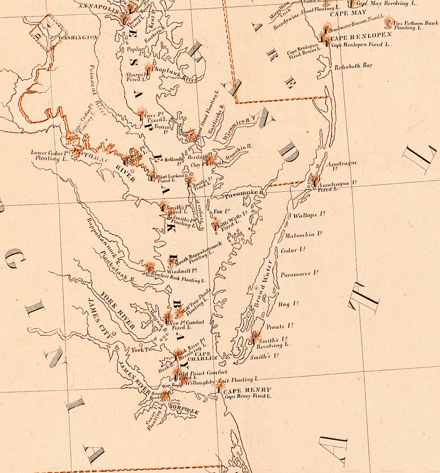 Virginia lighthouses in 1848