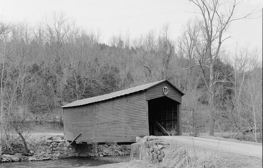 Links Farm covered bridge, crossing Sinking Creek in Giles County, is on private land but easily visible from VA 700