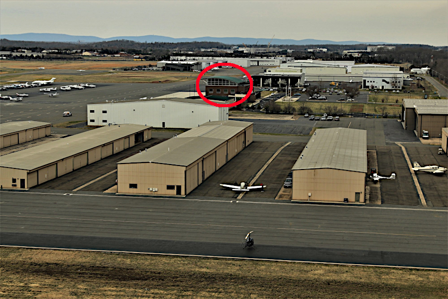 Manassas airport terminal (red circle)