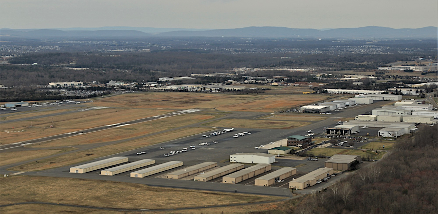 Manassas airport, with Blue Ridge in background