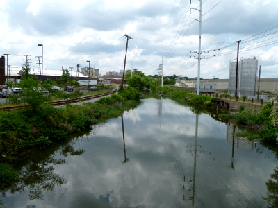 remains of James River and Manchester Canal that once powered mills on south side of river at Richmond (and undeveloped for tourism today)