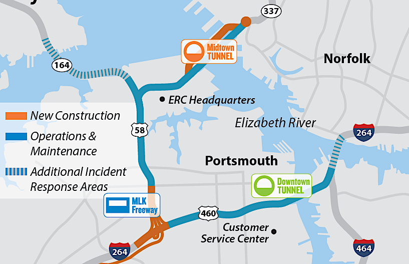 Virginia partnered with Elizabeth River Crossings, a private company, to build a parallel Midtown Tunnel and expand/maintain nearby roads