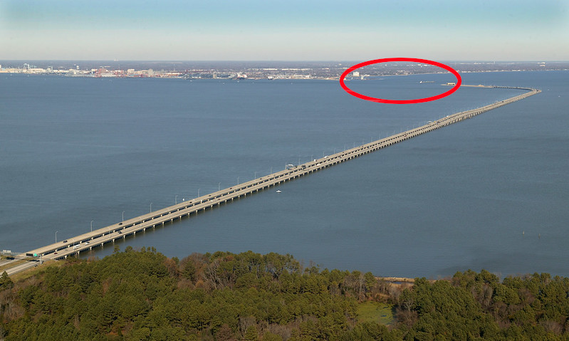 the tunnel component of the Monitor-Merrimac Memorial Bridge-Tunnel is below the James River shipping channel, close to Newport News
