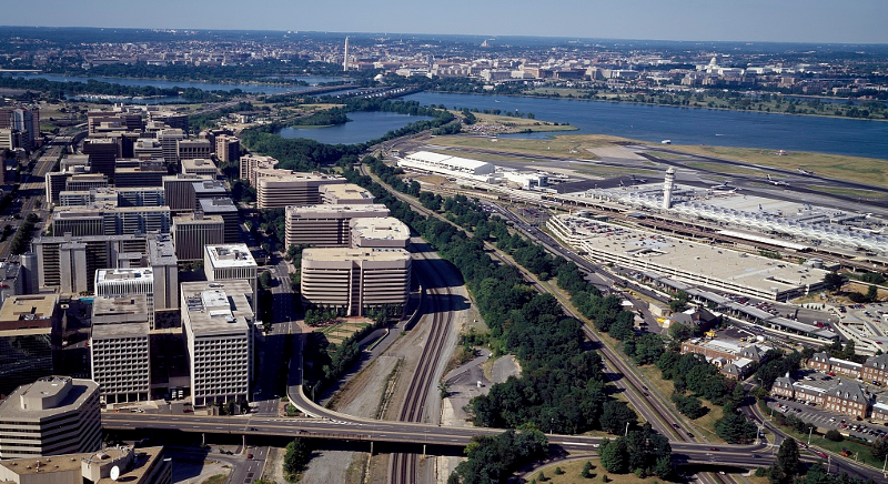 National Airport was built in 1941 by depositing dredge spoils on the edge of the Potomac River, and it took an act of Congress to clarify that the new airport was located in Virginia rather than in the District of Columbia