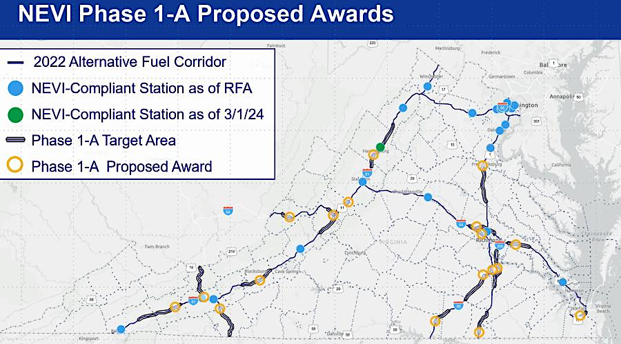 18 fast charging stations along interstates were funded with National Electric Vehicle Infrastructure (NEVI) grants in 2024